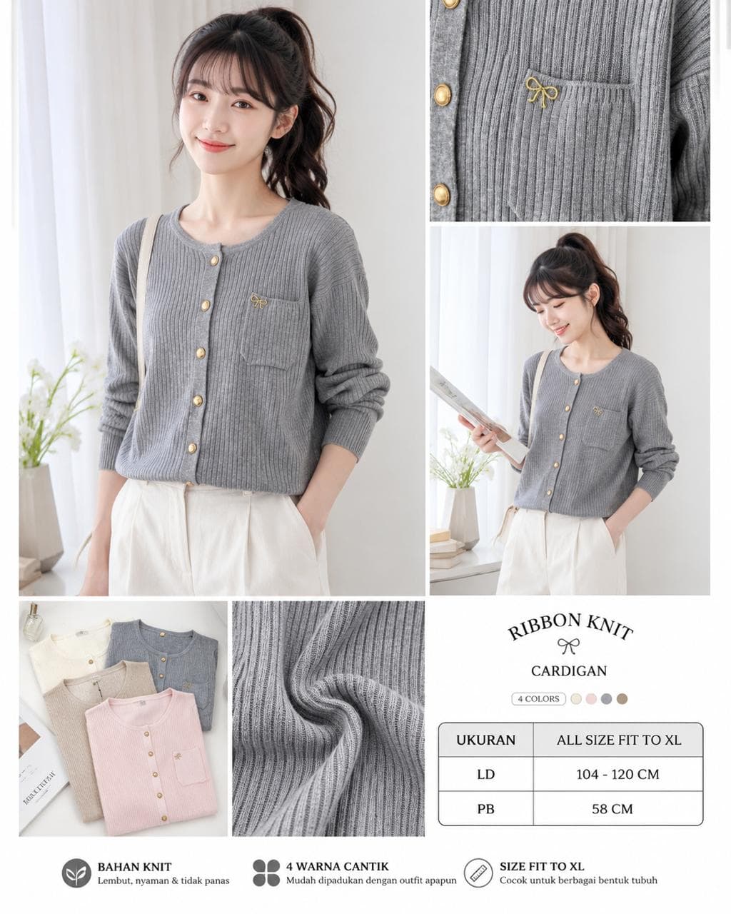 Sella Cardigan Rajut Wanita Ribbed Bros Pita Premium Atasan Knit Wanita Lengan Panjang Korean Style